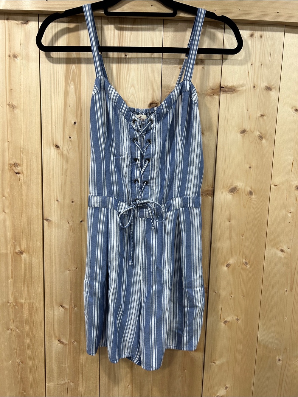 Hollister Striped Lace-up Corset Front Romper, Med | Soft Girl VSCO Coastal